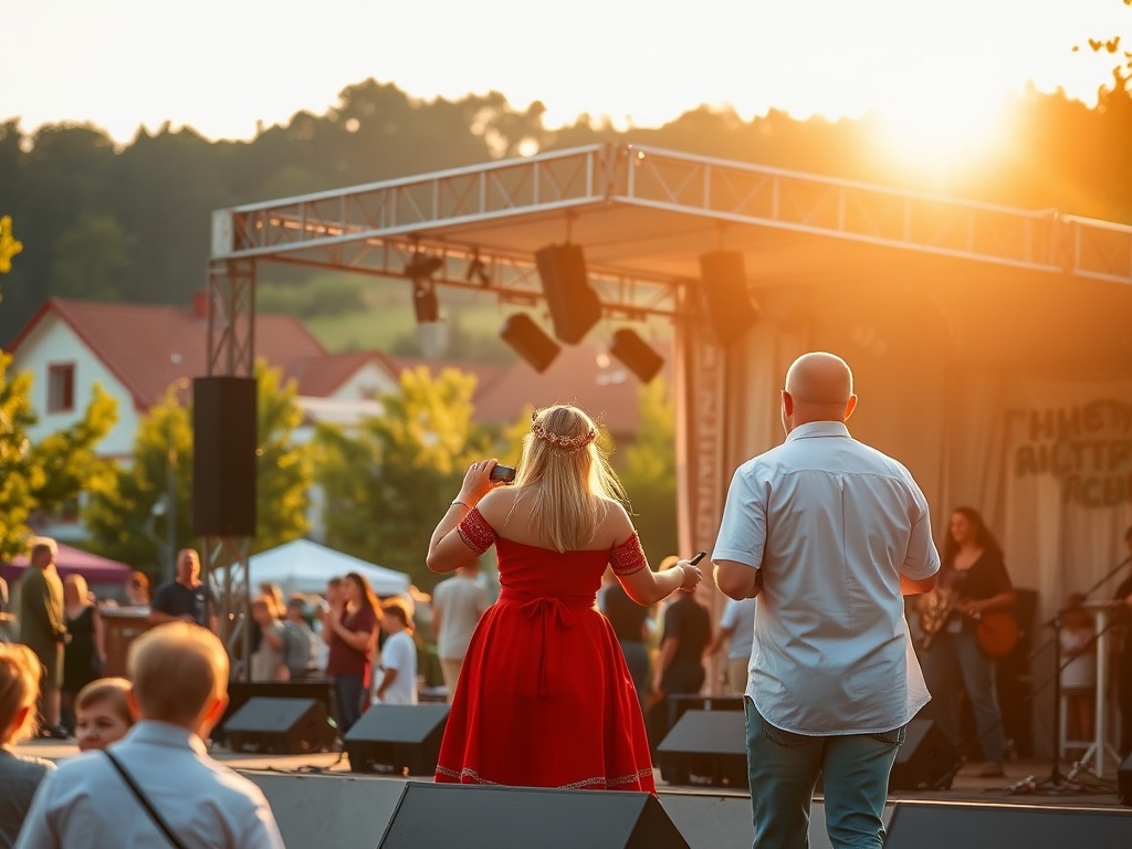 Grupa studentów świętująca na Juwenaliach Białystok 2026, z widoczną sceną i tłumem w tle.