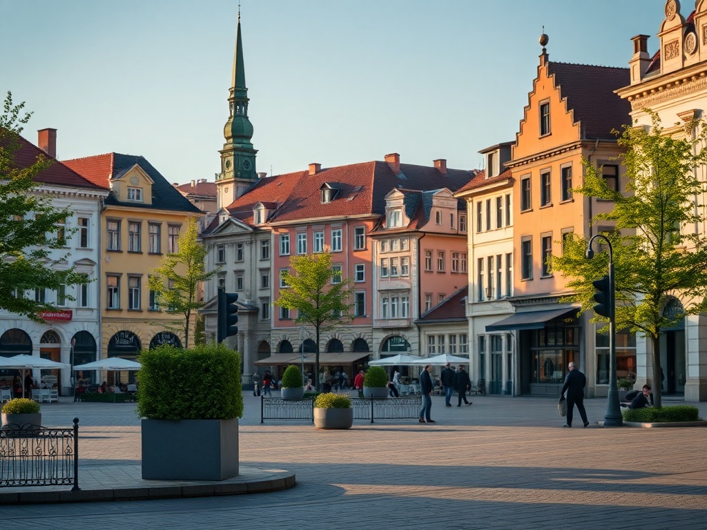 Ilustracja przedstawiająca nowoczesny szpital UDSK w Białymstoku oraz dęby symbolizujące historię i przyszłość