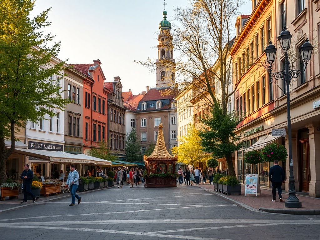 Ilustracja przedstawiająca symboliczny podział Białegostoku na strefę bezpieczeństwa zdrowotnego i scenę festiwalową, z hasłem: Białystok ostrzeżenie wścieklizna festiwal